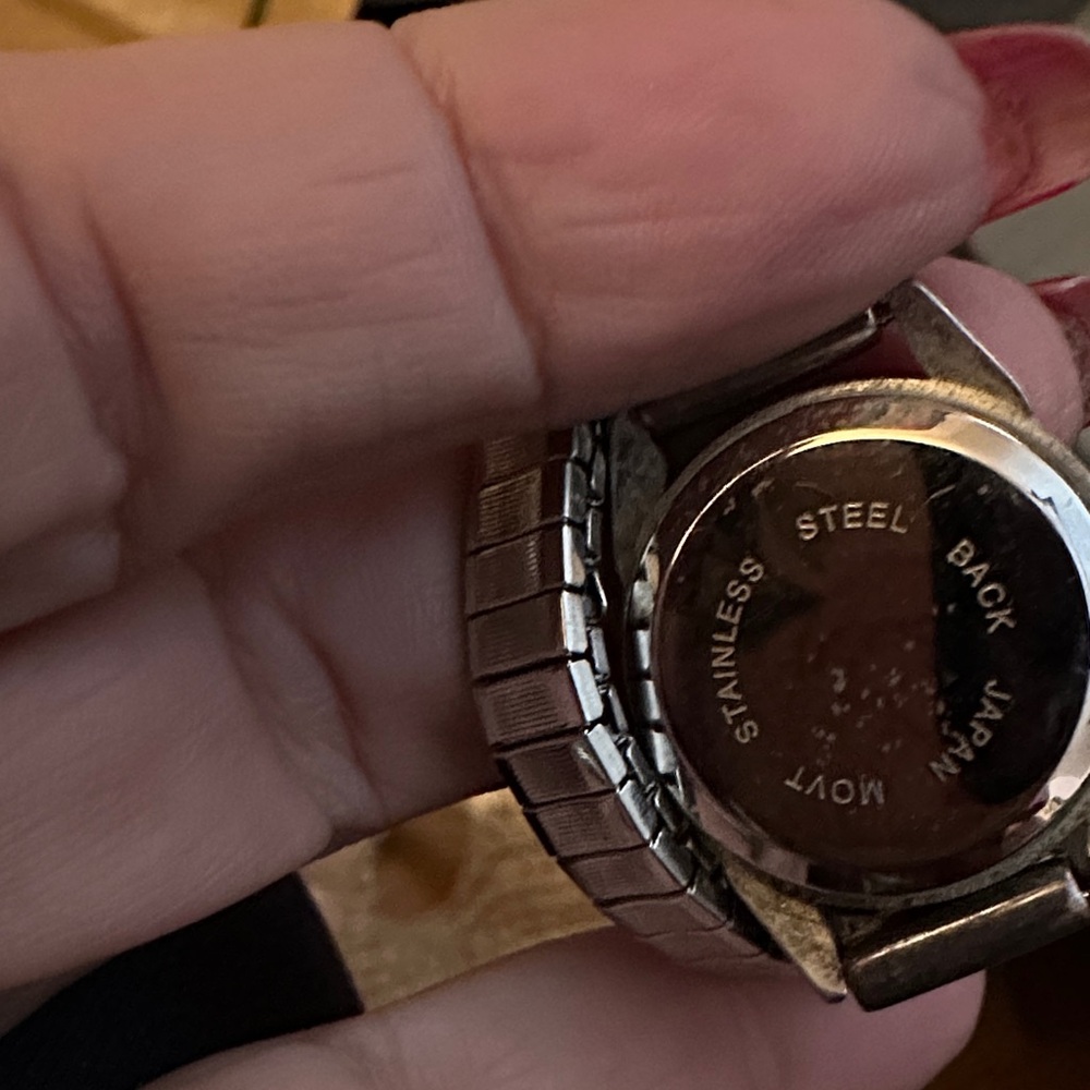 Silver and Black Geometric Watch Bracelet - Picture 2 of 2